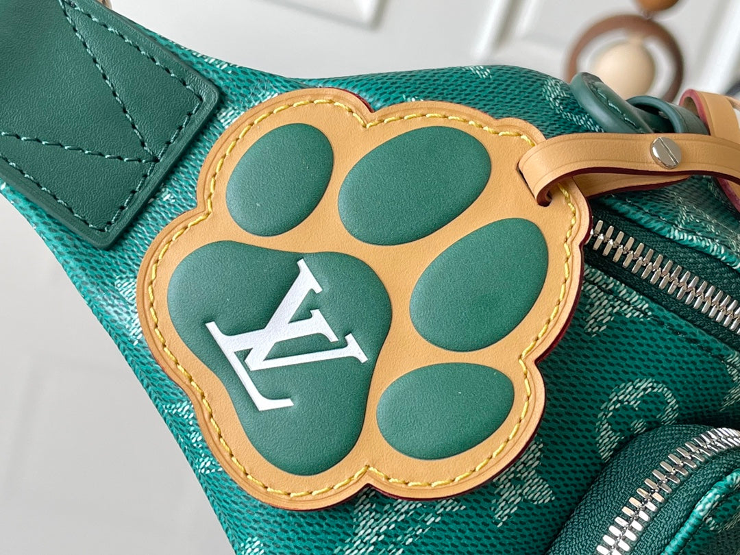 SAC BANANE RUSH 30 EN TOILE VERT MONOGRAMME HERITAGE