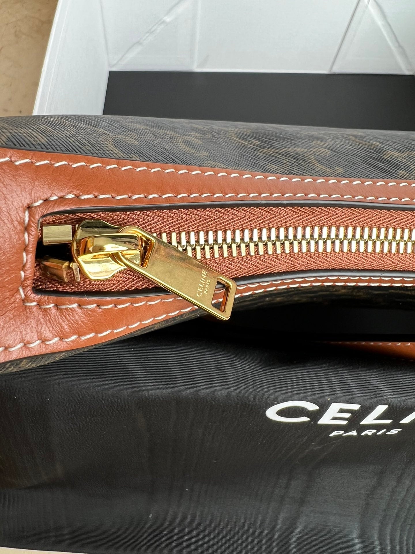 PETITE HELOISE 23CM CUIR TRIOMPHE TOILE VEAU MARRON