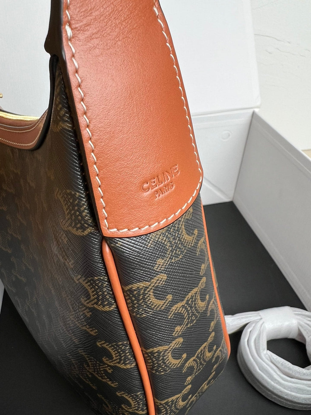 PETITE HELOISE 23CM CUIR TRIOMPHE TOILE VEAU MARRON