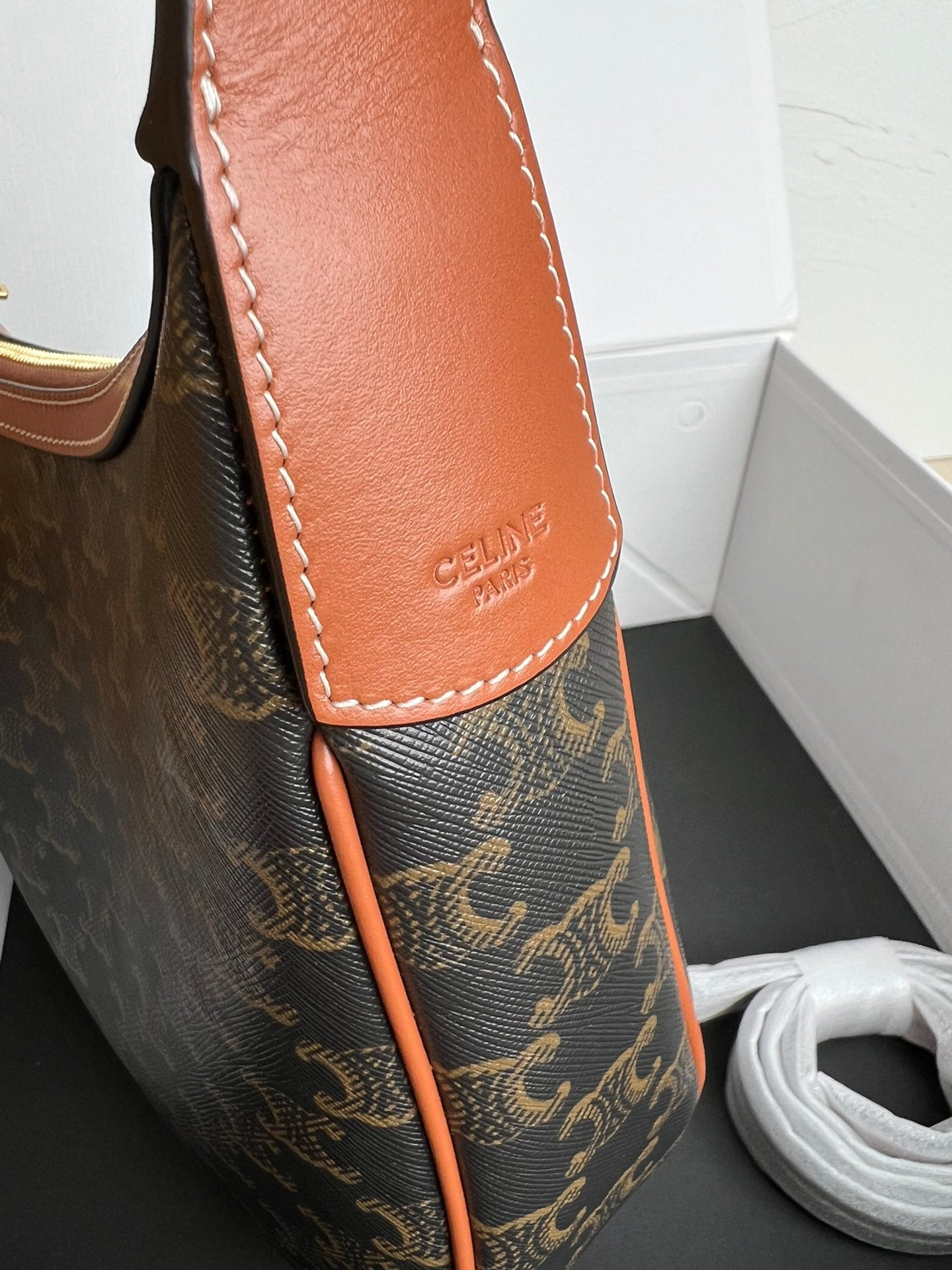 PETITE HELOISE 23CM CUIR TRIOMPHE TOILE VEAU MARRON