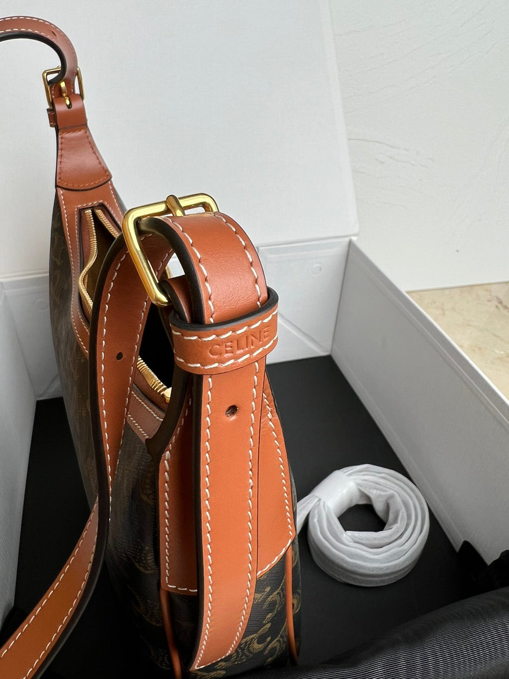PETITE HELOISE 23CM CUIR TRIOMPHE TOILE VEAU MARRON