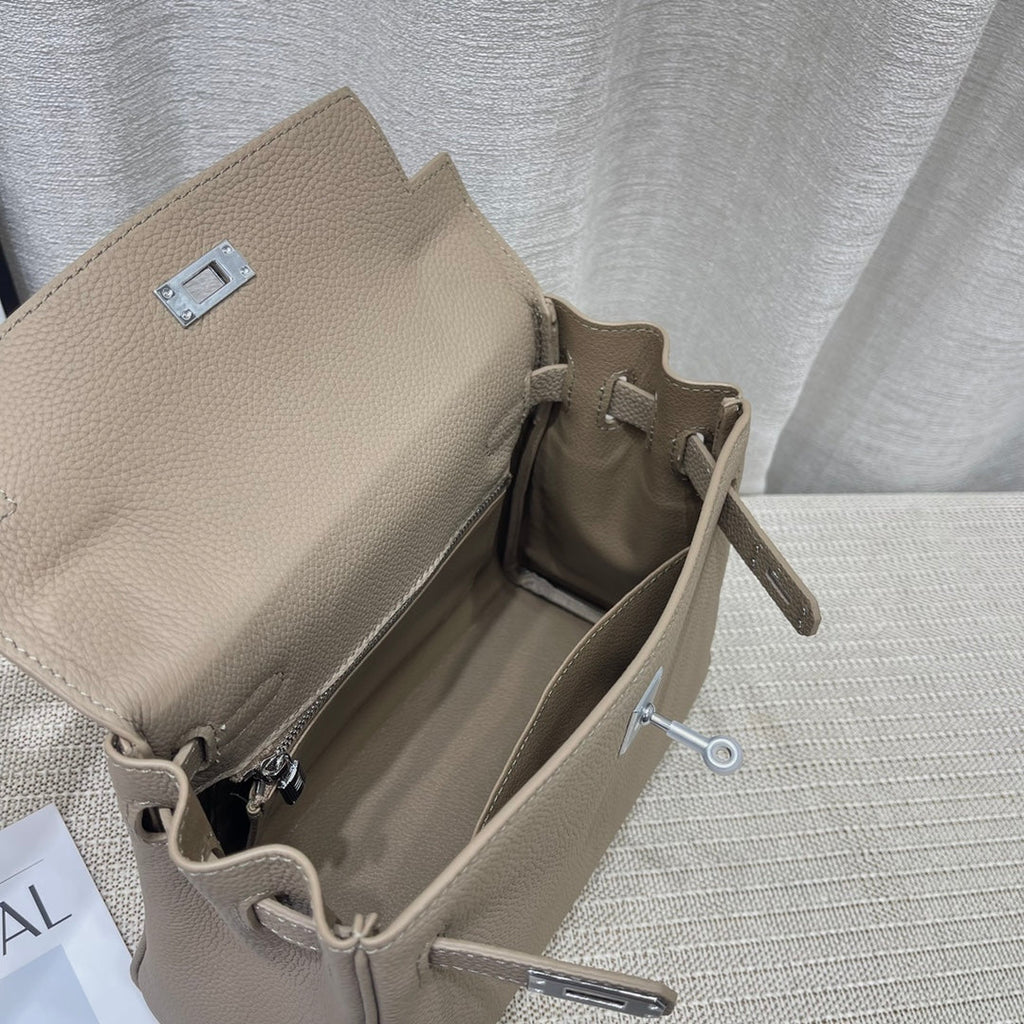 HM KELLY 25CM GRIS TOURTERELLE TOGO LEATHER SILVER HARDWARE