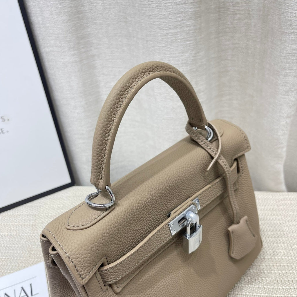 HM KELLY 25CM GRIS TOURTERELLE TOGO LEATHER SILVER HARDWARE