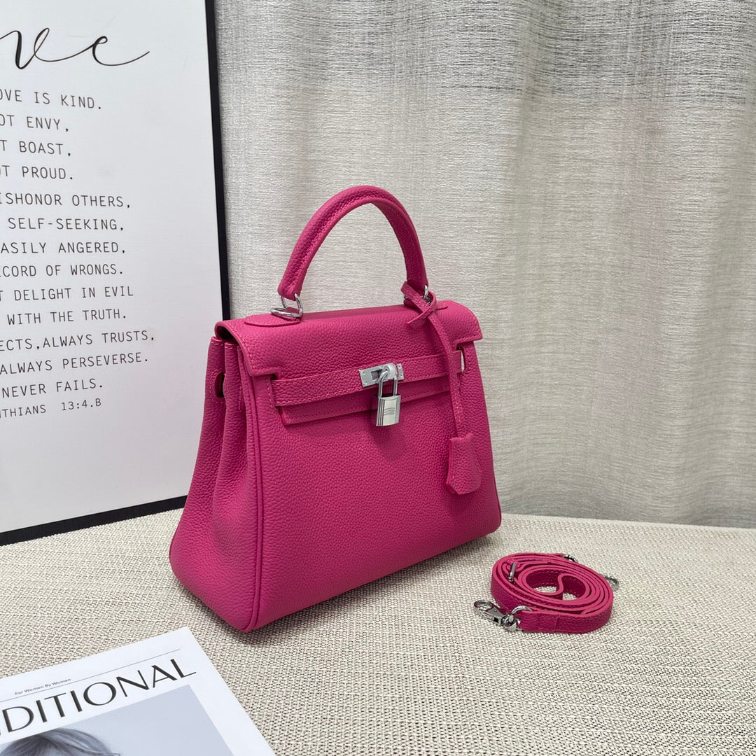 HM KELLY 25CM ROSE MEXIQUE TOGO CUIR QUINCAILLERIE DORÉ