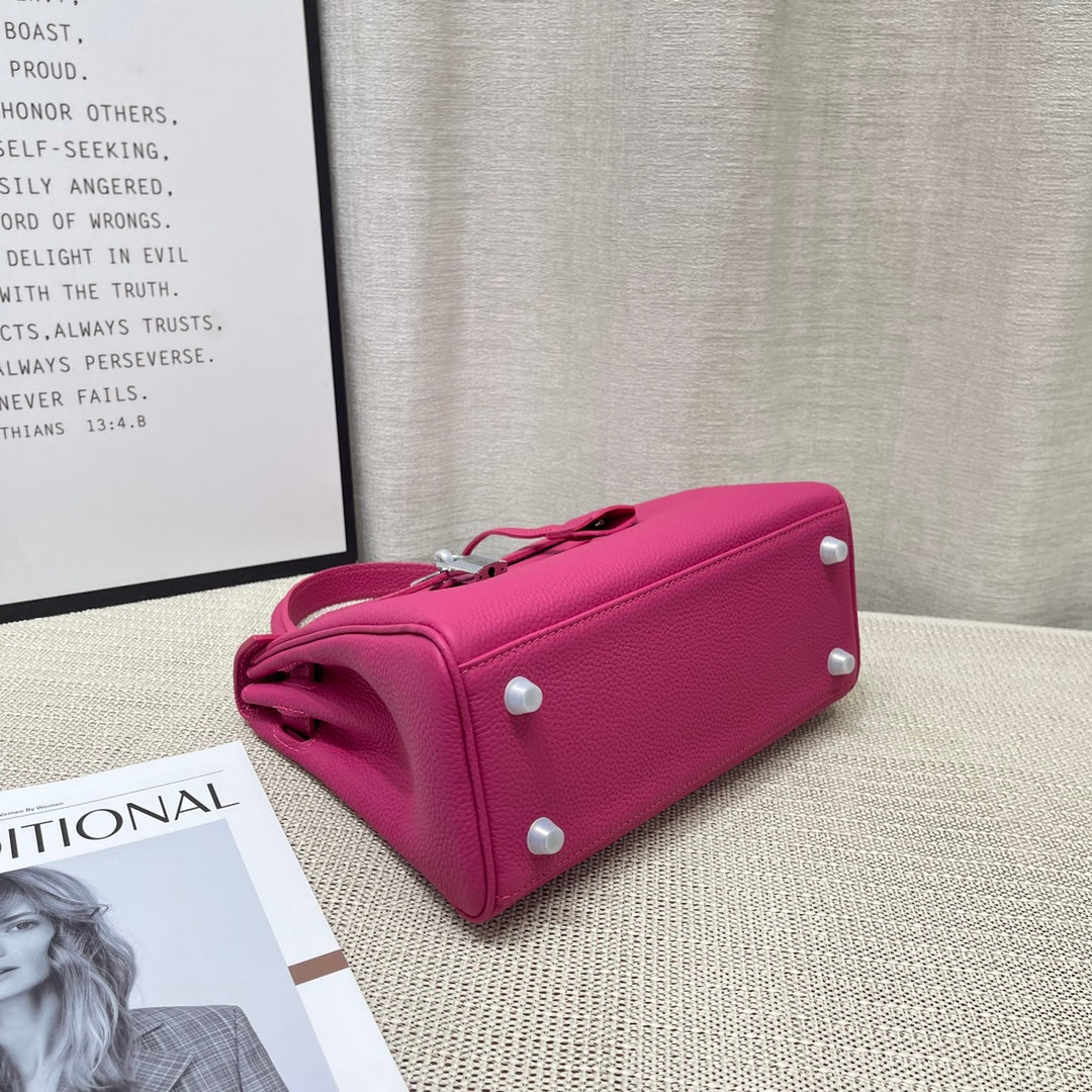 HM KELLY 25CM ROSE MEXIQUE TOGO CUIR QUINCAILLERIE DORÉ