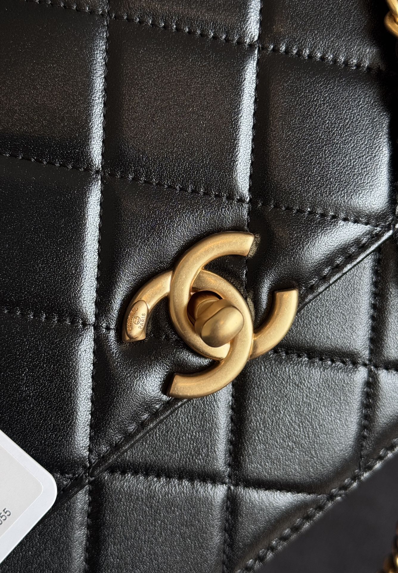MINI RABAT 22CM CUIR D'AGNEAU NOIR QUINCAILLERIE DORÉ