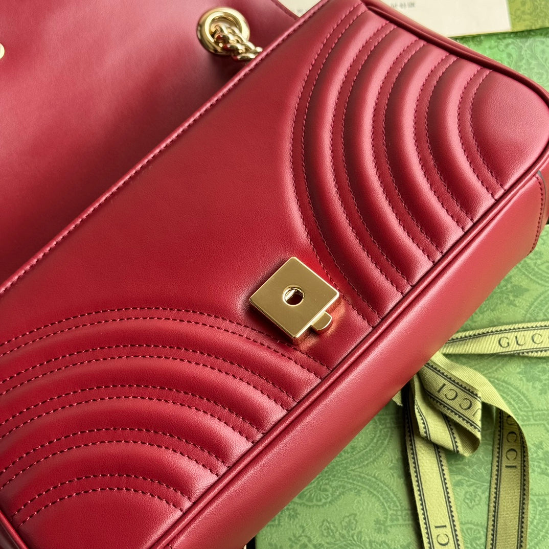 GG MARMONT 26CM CUIR DE VEAU ROUGE FONCÉ QUINCAILLERIE DORÉ