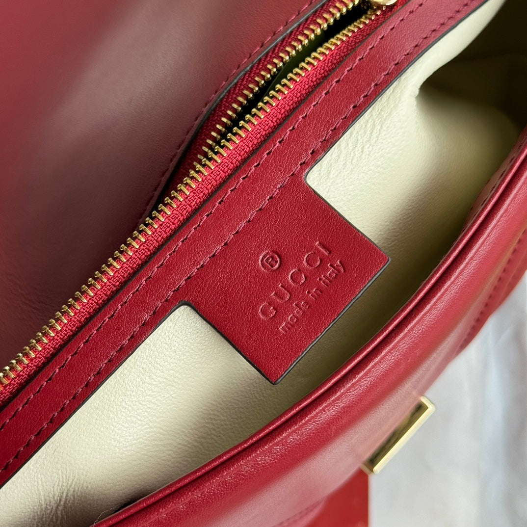 GG MARMONT 26CM CUIR DE VEAU ROUGE FONCÉ QUINCAILLERIE DORÉ