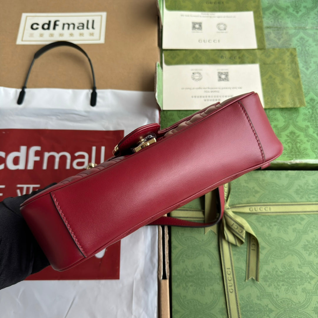GG MARMONT 26CM CUIR DE VEAU ROUGE FONCÉ QUINCAILLERIE DORÉ