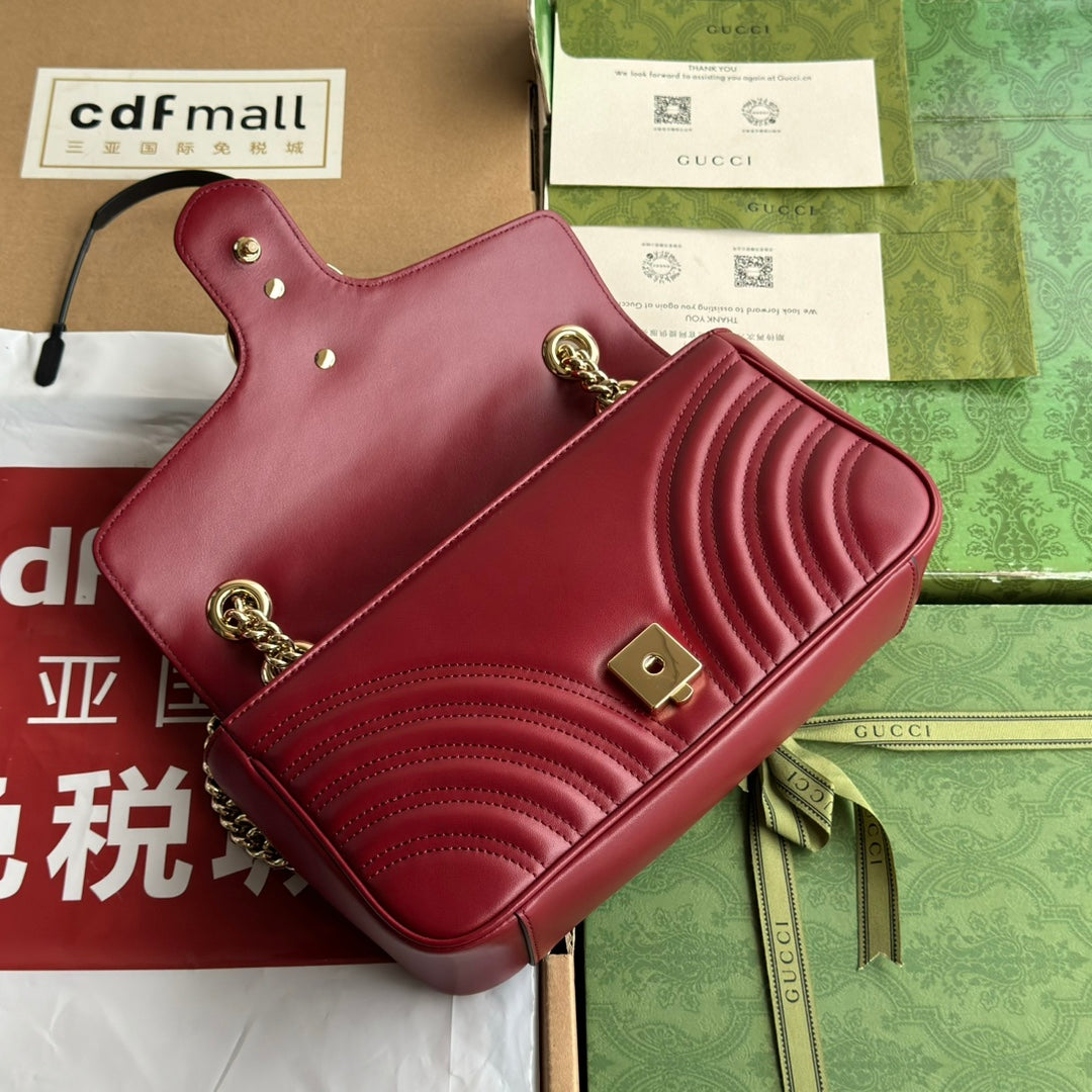 GG MARMONT 26CM CUIR DE VEAU ROUGE FONCÉ QUINCAILLERIE DORÉ