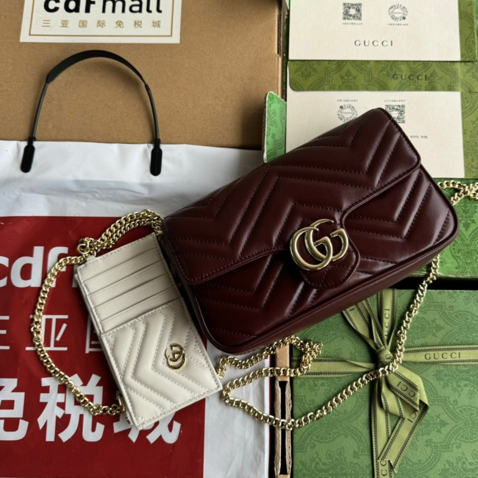 GG MARMONT 26CM CUIR DE VEAU ROUGE CERISE QUINCAILLERIE DORÉ