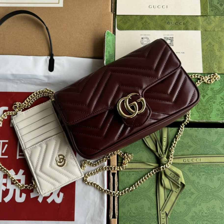 GG MARMONT 21CM CUIR DE VEAU ROUGE CERISE QUINCAILLERIE DORÉ