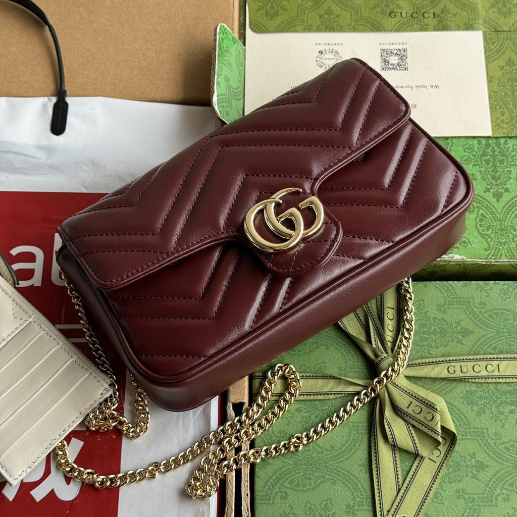GG MARMONT 21CM CUIR DE VEAU ROUGE CERISE QUINCAILLERIE DORÉ