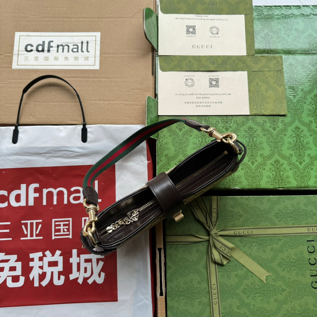 ムーンサイドショルダーバッグ 24インチ ベージュキャンバス＆ダークブラウンレザートリム