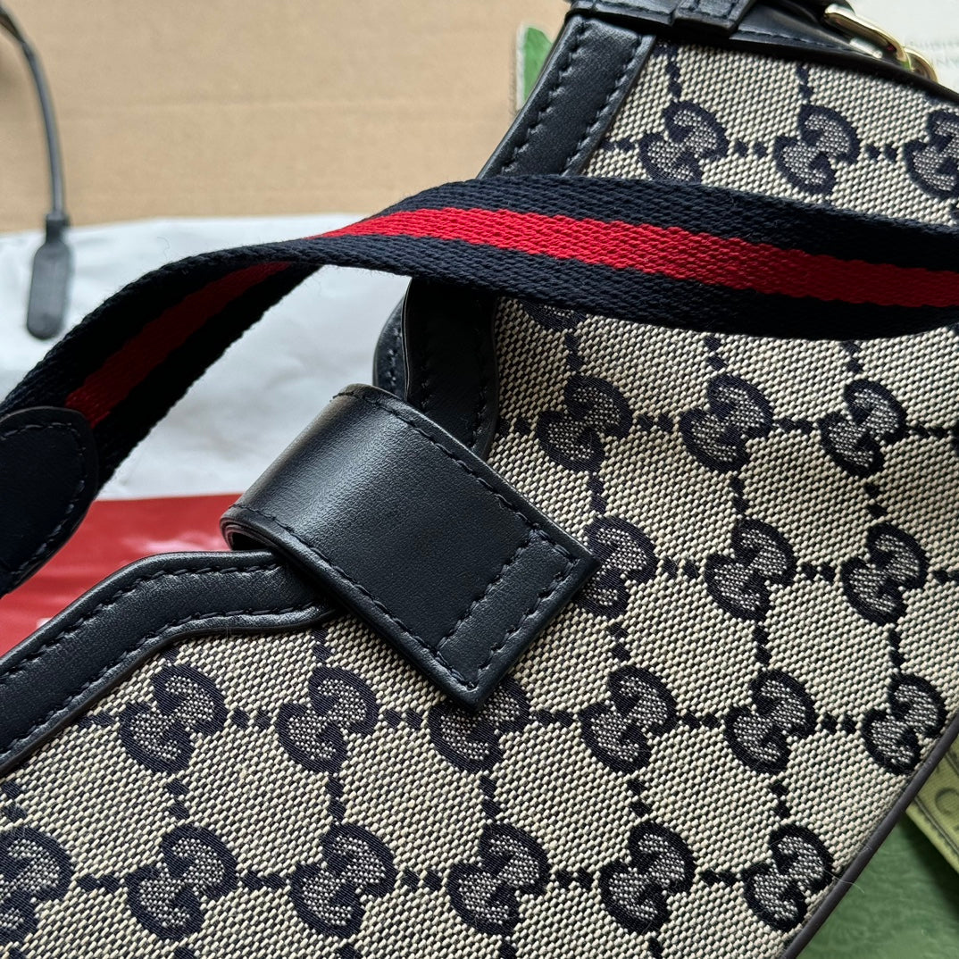 SAC À BANDOULIÈRE MOON SIDE 24 EN TOILE BEIGE ET BORDURE EN CUIR NOIR