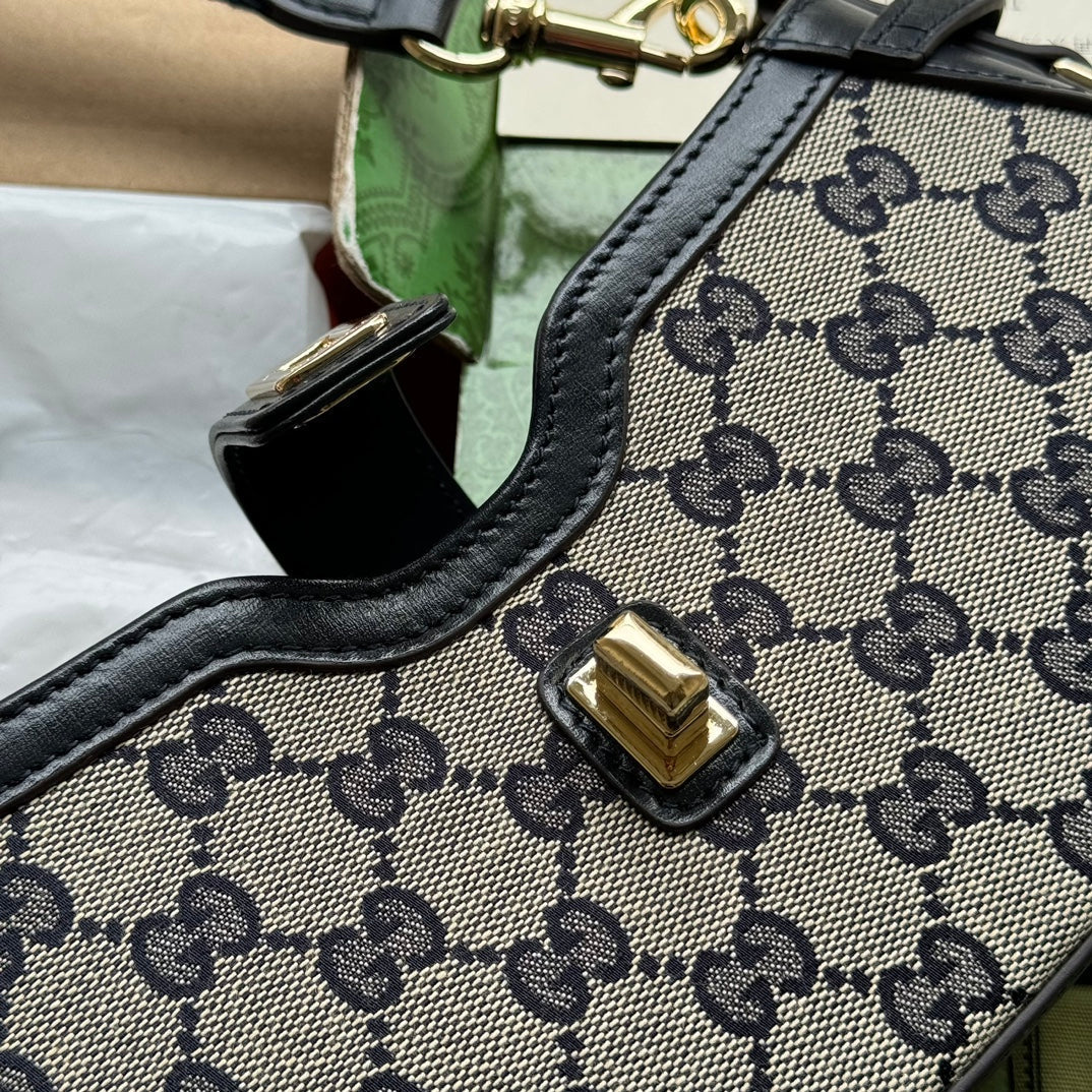 SAC À BANDOULIÈRE MOON SIDE 24 EN TOILE BEIGE ET BORDURE EN CUIR NOIR