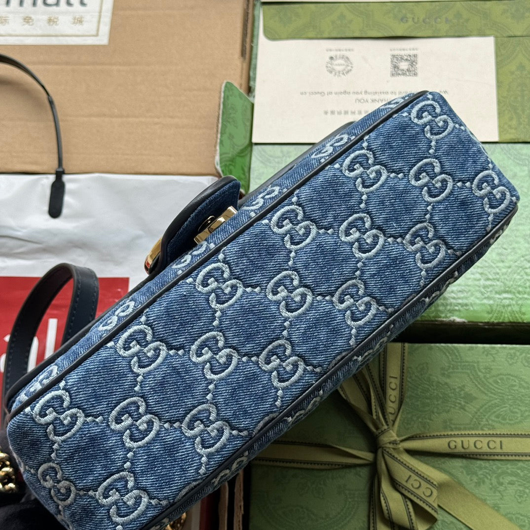 GG MARMONT 26CM BLEU MONOGRAMME DENIM QUINCAILLERIE DORÉ