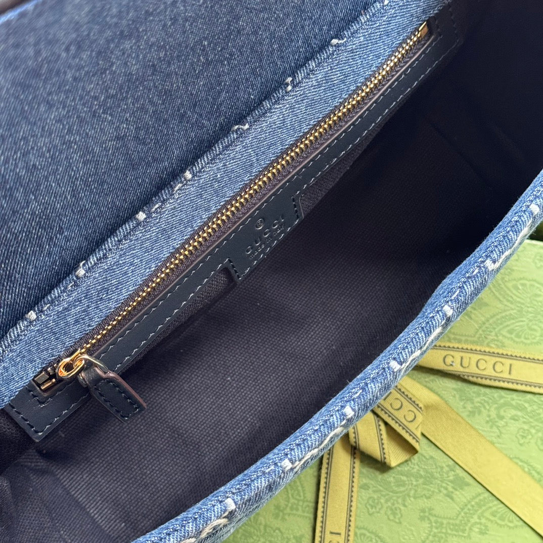 GG MARMONT 26CM BLEU MONOGRAMME DENIM QUINCAILLERIE DORÉ