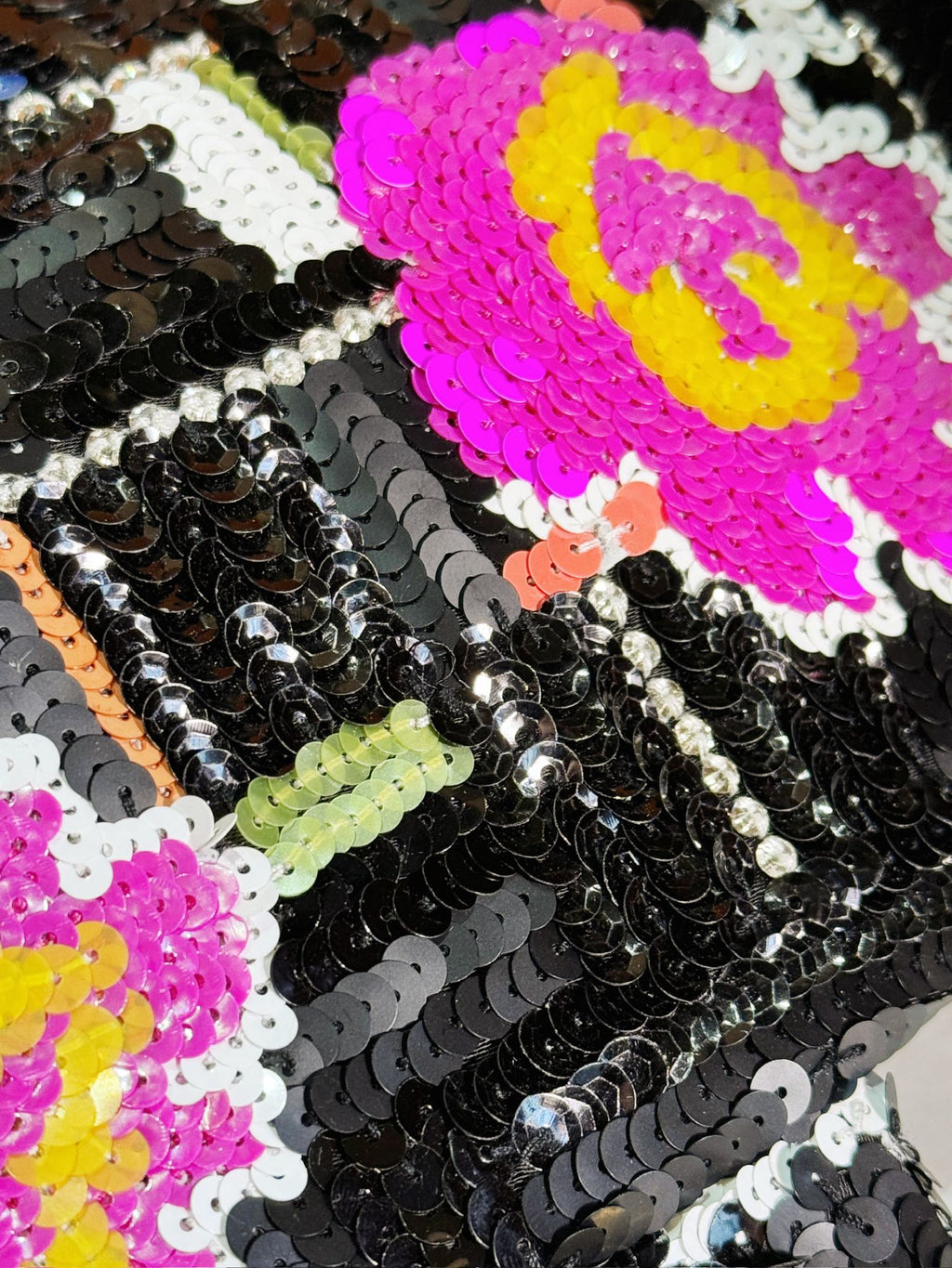 SAC À RABAT 24S 25,5 CM NOIR BLANC VIOLET PAILLETTES