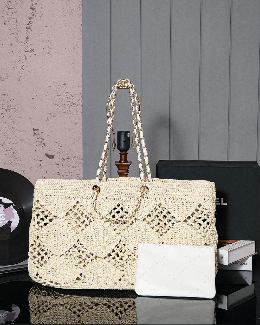SAC DE PLAGE CC COCO 51CM RAPHIA BEIGE