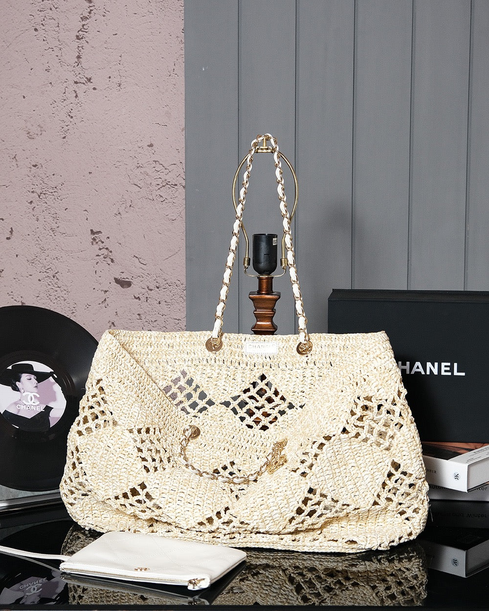 SAC DE PLAGE CC COCO 51CM RAPHIA BEIGE