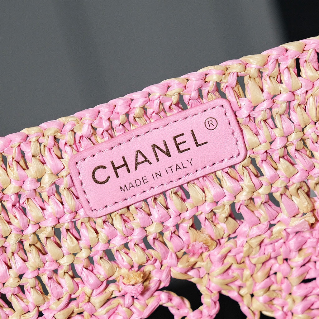CC COCO BEACH BAG 51CM PINK RAFFIA