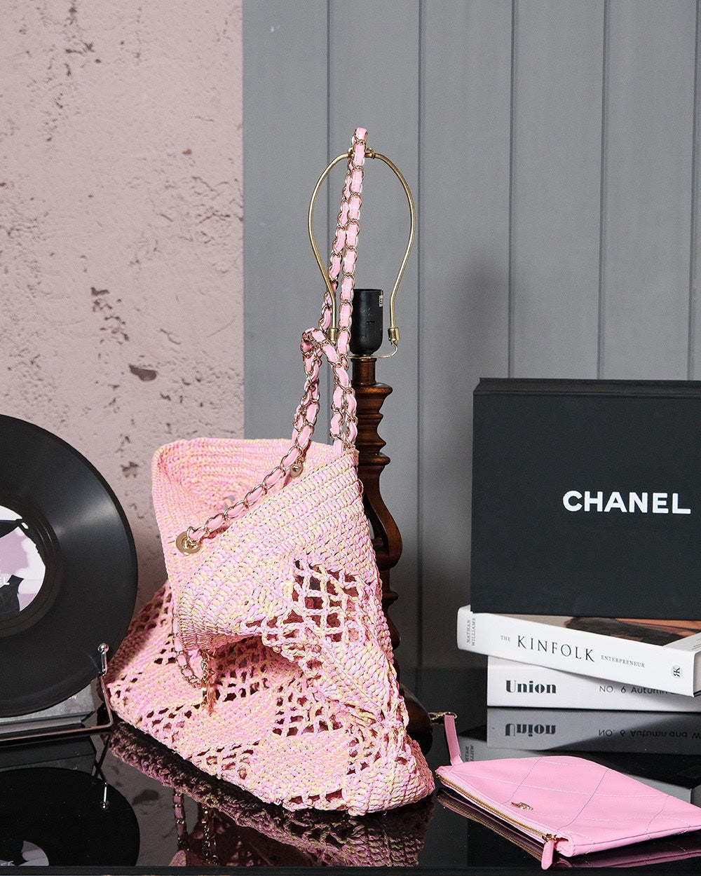 SAC DE PLAGE CC COCO 51CM ROSE RAPHIA