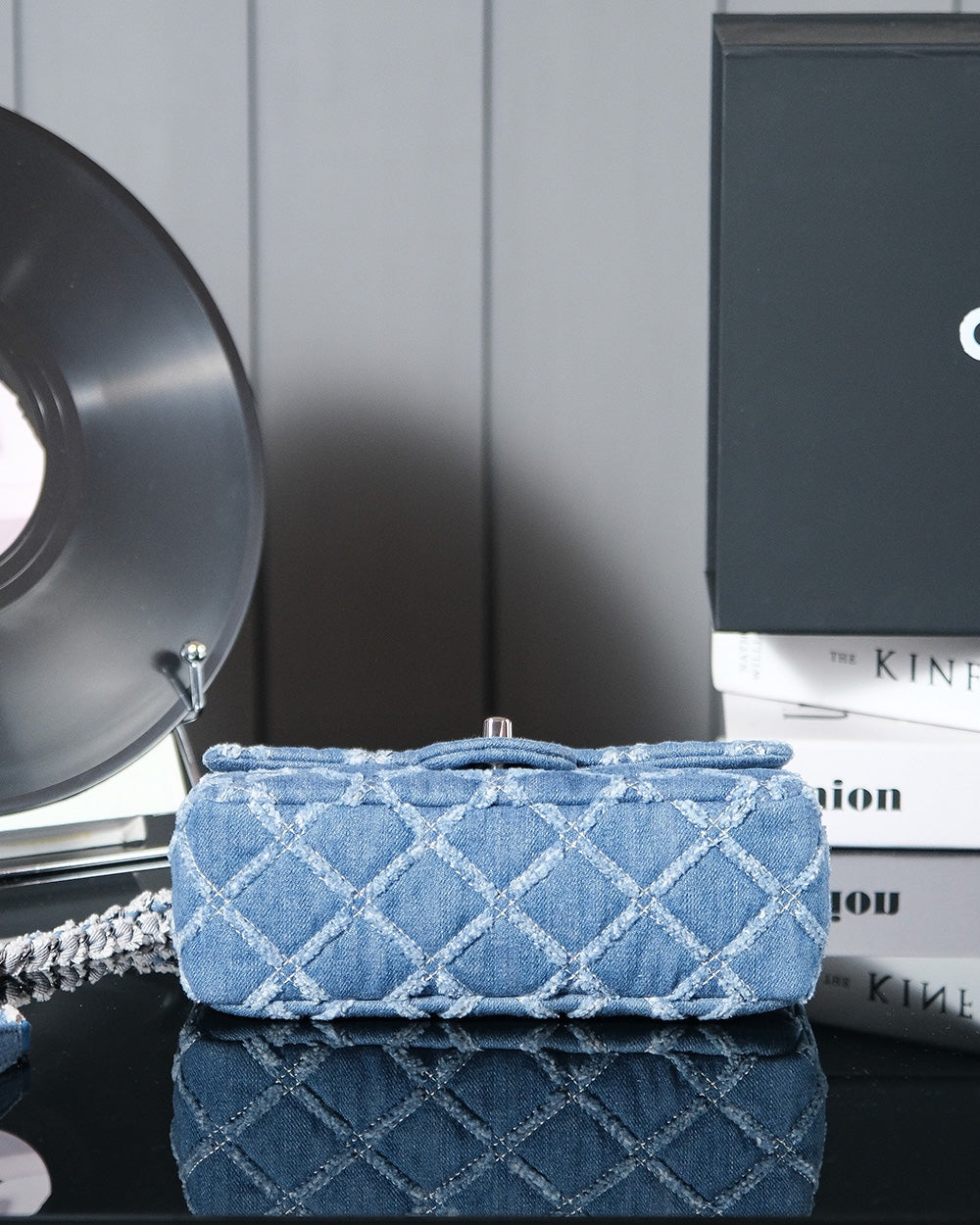 SAC À RABAT 24S 20CM DENIM MATELASSÉ BLEU