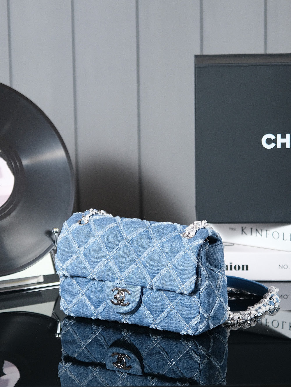 SAC À RABAT 24S 20CM DENIM MATELASSÉ BLEU