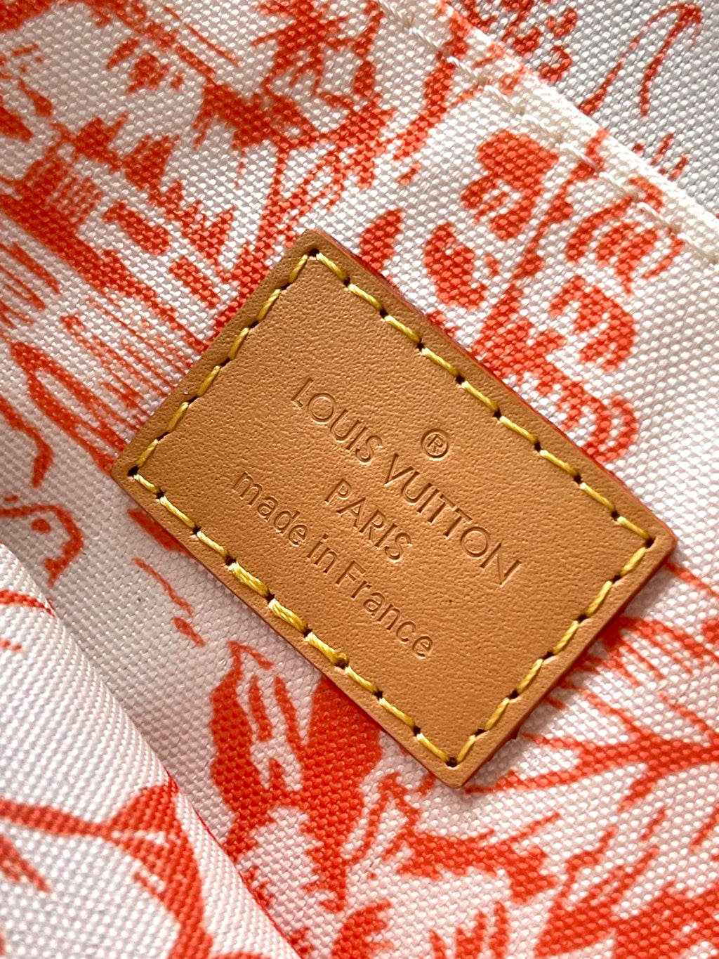 ACCESSOIRES MULTI-POCHETTES ROSE 24 PO CARREAUX MONOGRAMME CORAIL TOILE QUINCAILLERIE DORÉ