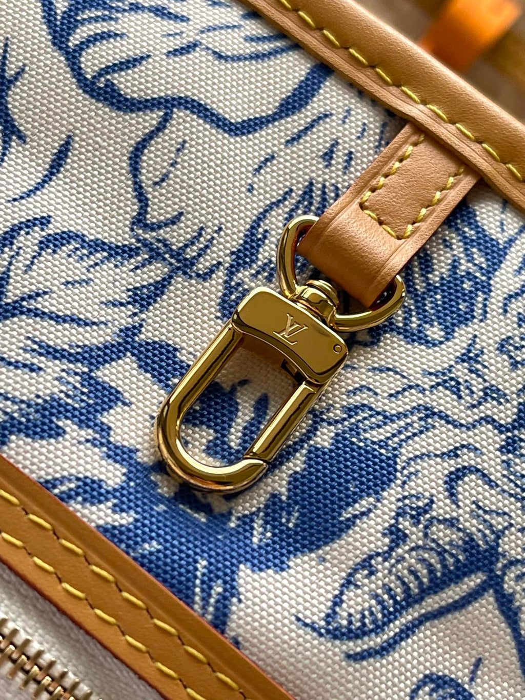 NEVERFULL MM 31 EN TOILE À CARREAUX MONOGRAMME BLEU LAGON
