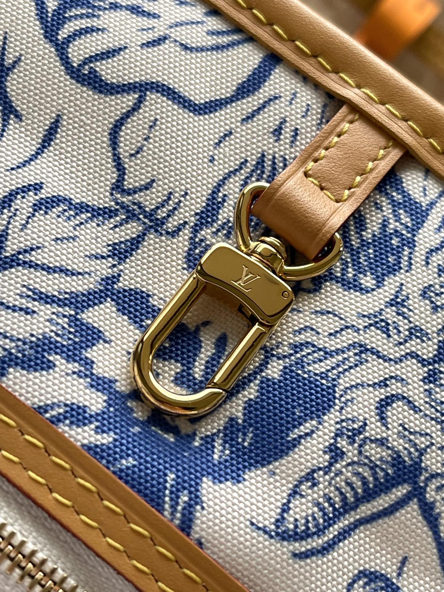 NEVERFULL MM 31 EN TOILE À CARREAUX MONOGRAMME BLEU LAGON