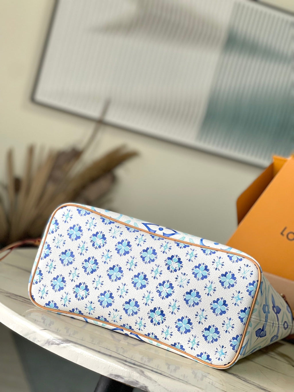 NEVERFULL MM 31 EN TOILE À CARREAUX MONOGRAMME BLEU LAGON