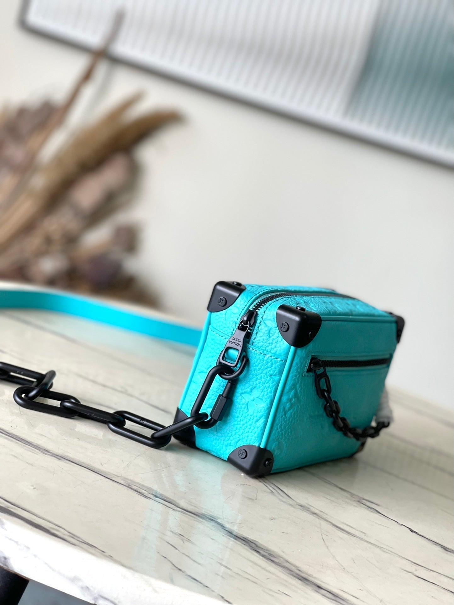 MINI COFFRE SOUPLE 18 EN TAURILLON BLEU TURQUOISE