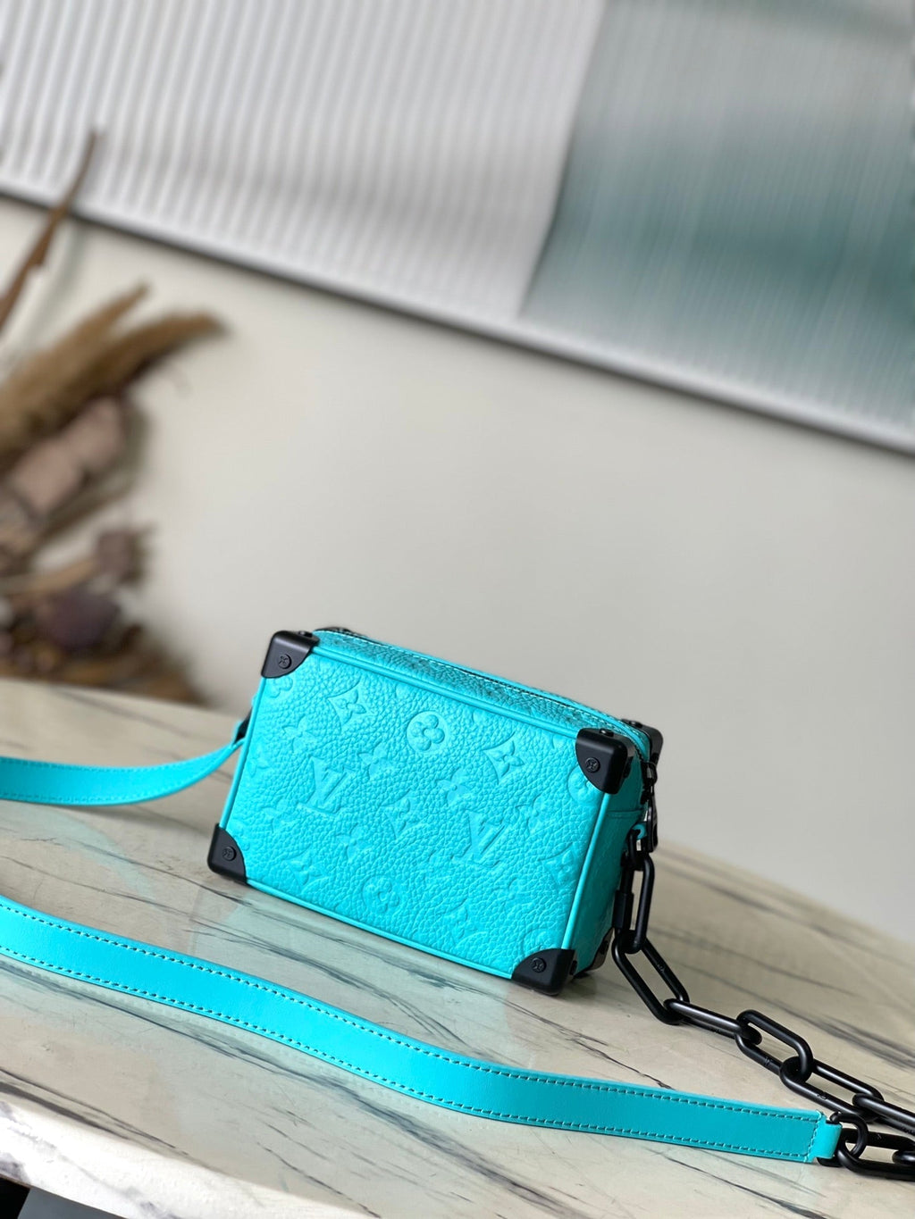 MINI COFFRE SOUPLE 18 EN TAURILLON BLEU TURQUOISE