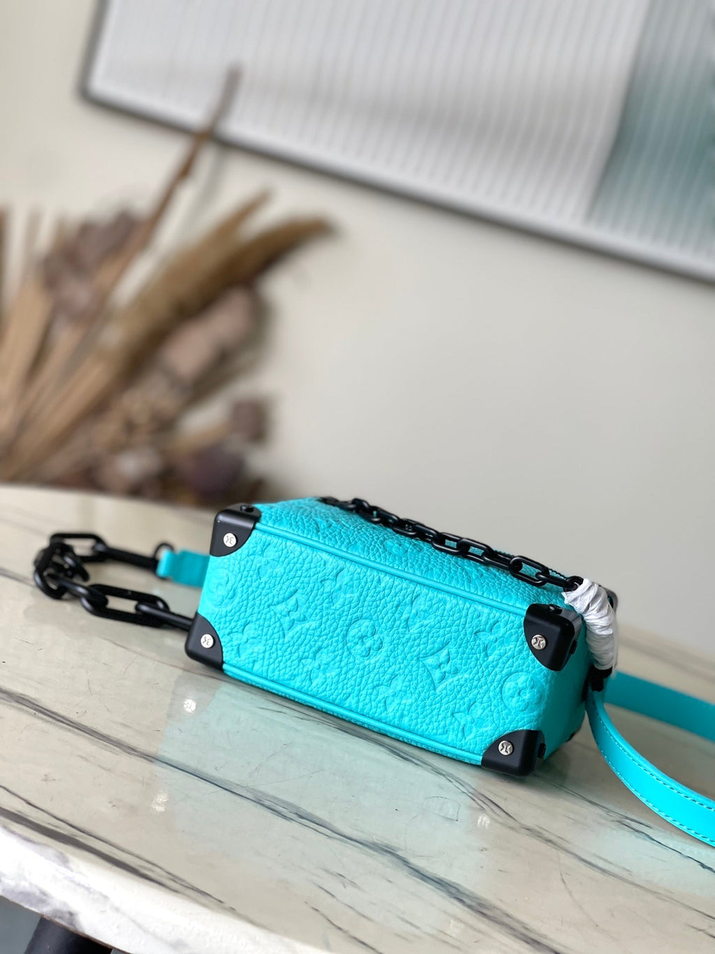 MINI COFFRE SOUPLE 18 EN TAURILLON BLEU TURQUOISE