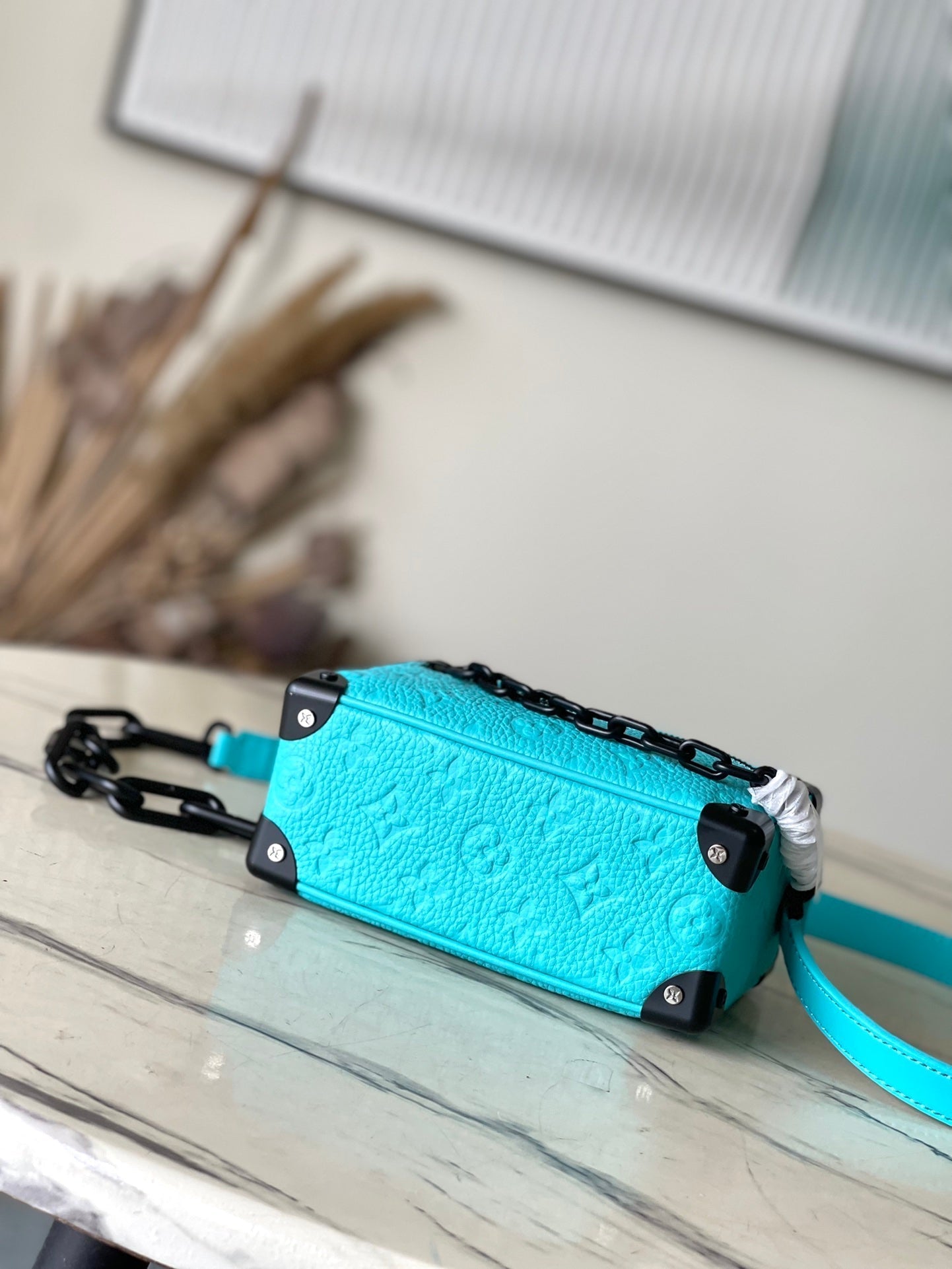 MINI COFFRE SOUPLE 18 EN TAURILLON BLEU TURQUOISE