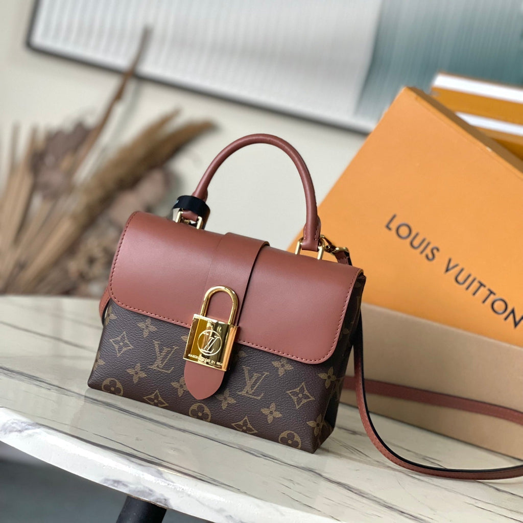 LOCKY BB 20 EN TOILE MONOGRAMME MARRON ET CUIR DE VEAU LISSE BOUCLE DORÉ
