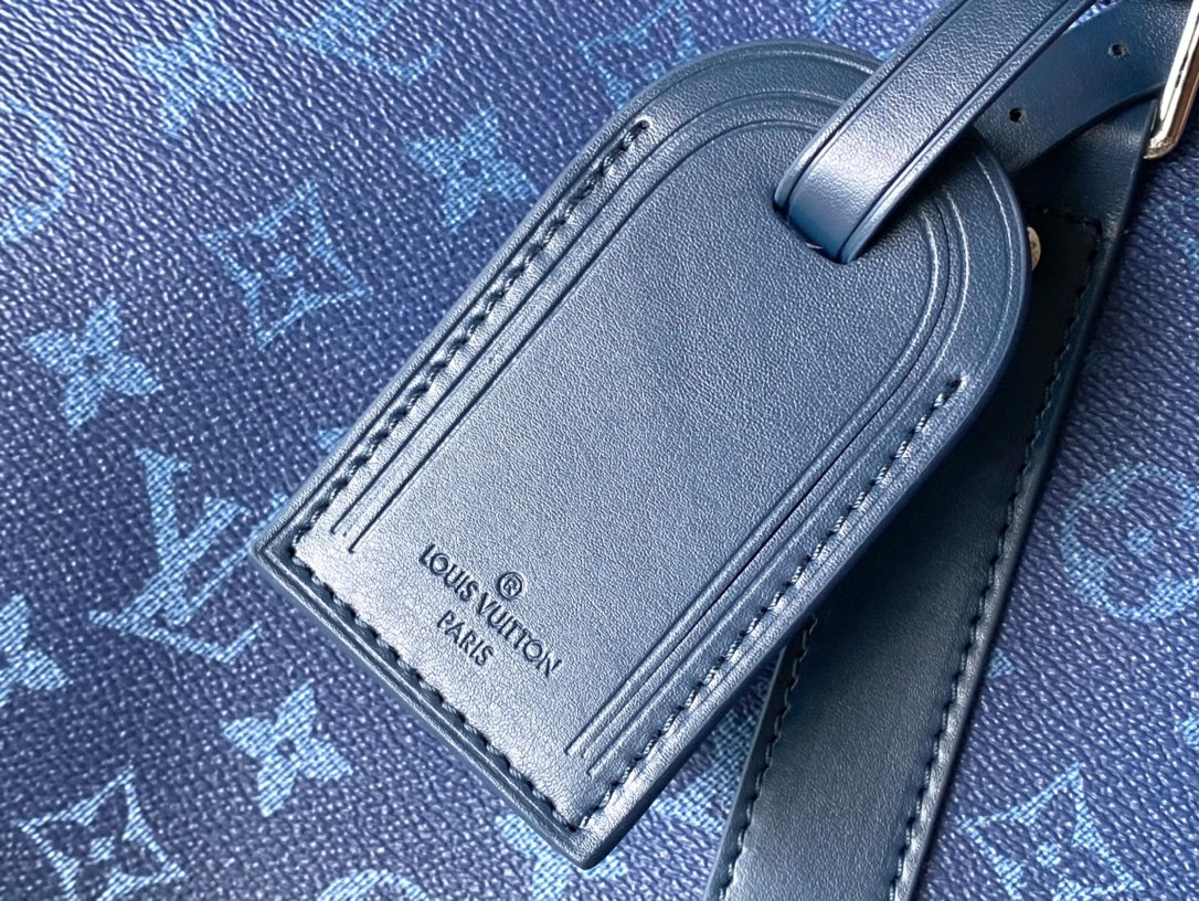 SAC BANDOULIÈRE KEEPALL 55 EN TOILE DÉGRADÉE MONOGRAMME VERT MARINE