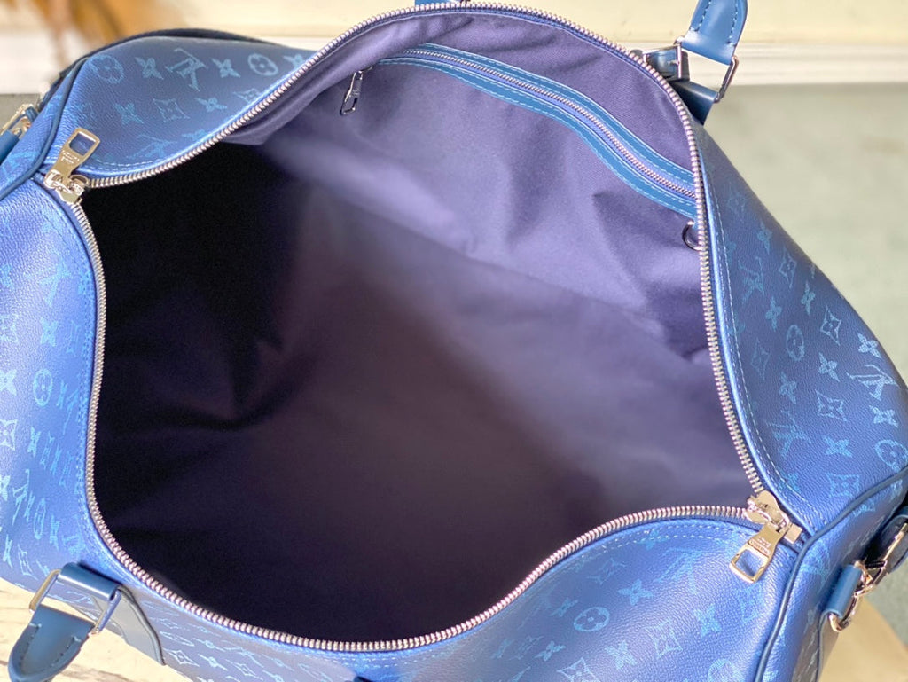 SAC BANDOULIÈRE KEEPALL 55 EN TOILE DÉGRADÉE MONOGRAMME VERT MARINE