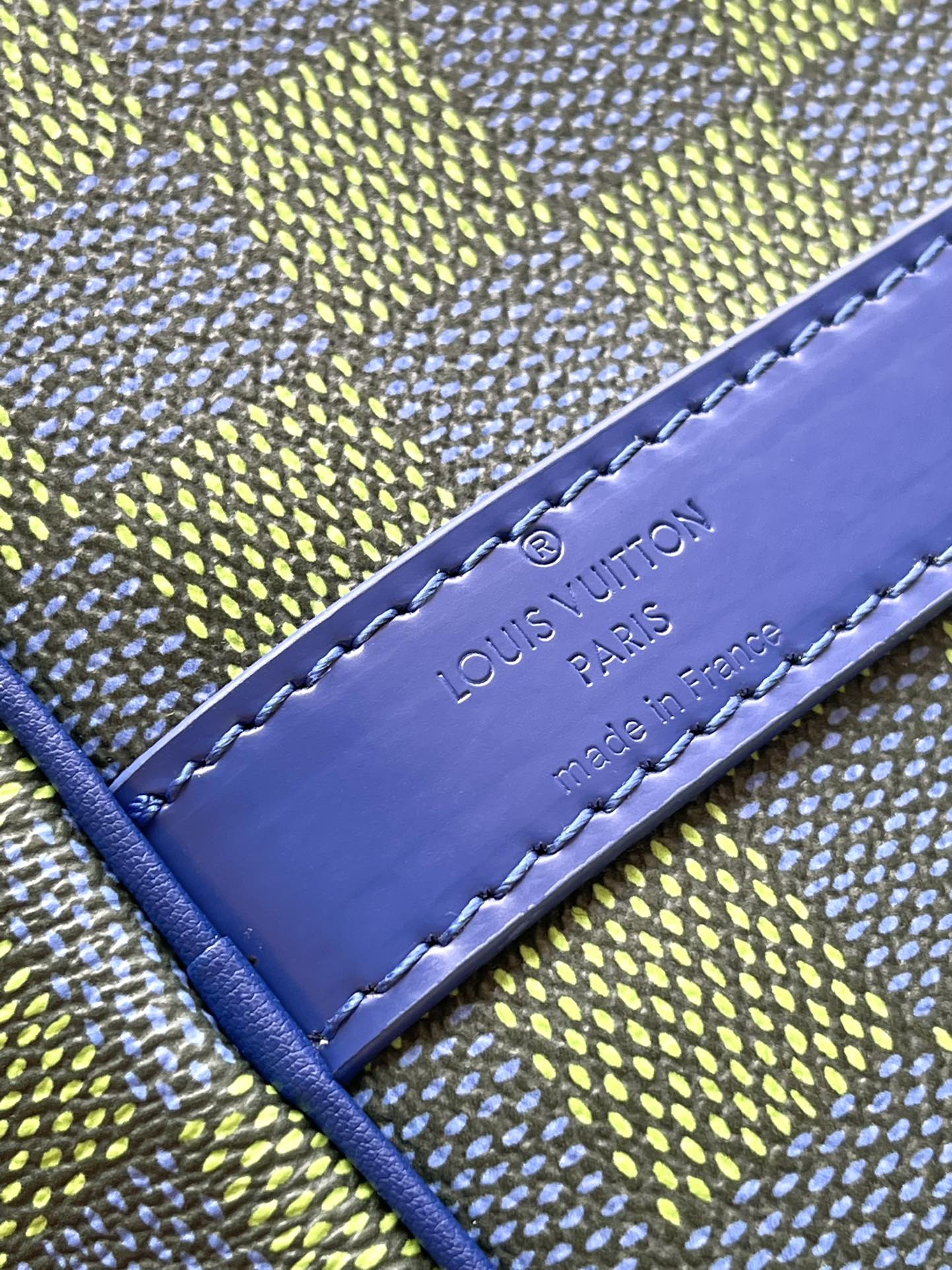SAC BANDOULIÈRE KEEPALL 45 EN TOILE ENDUITE DAMIER HÉRITAGE BLEU VERT
