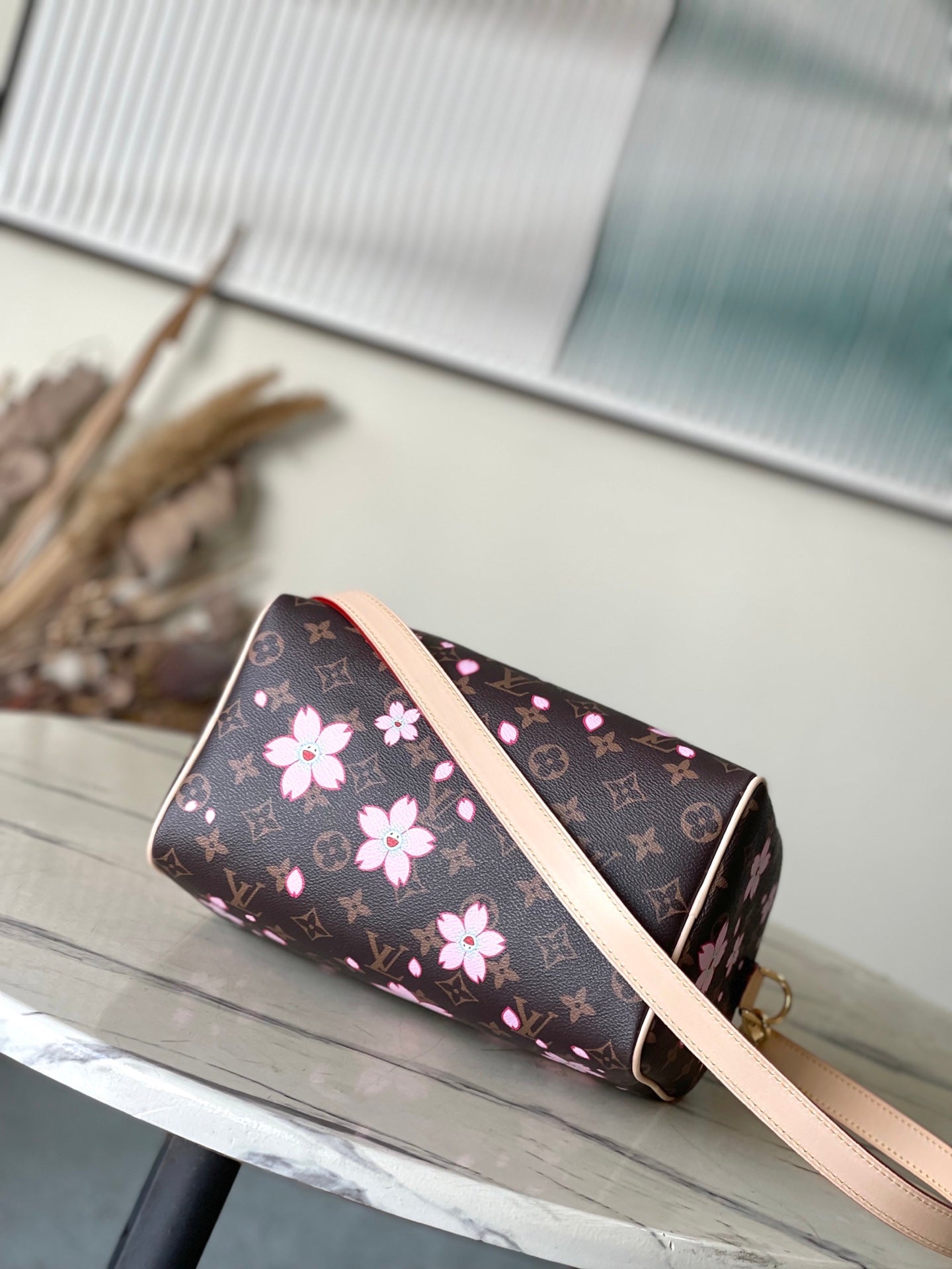 LV X TM SPEEDY BANDOULIÈRE 25 CM TOILE MONOGRAMME SAKURA MARRON FLEUR DE CERISIER