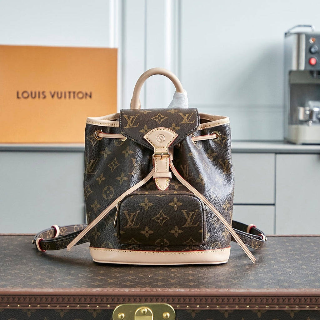 MINI SAC À DOS MONTSOURIS 25 EN TOILE MONOGRAMME MARRON