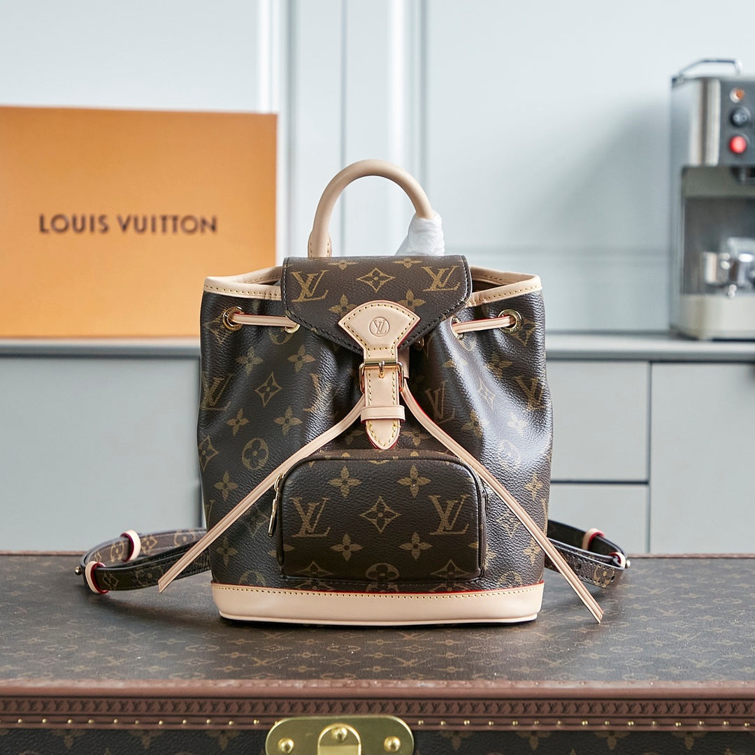 MINI SAC À DOS MONTSOURIS 25 EN TOILE MONOGRAMME MARRON