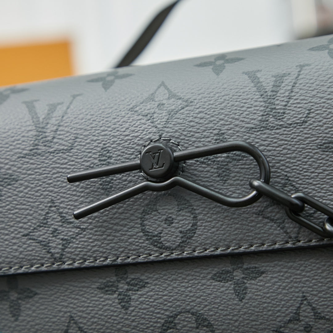 STEAMER 18 PO MONOGRAMME GUN METAL TOILE ECLIPSE MÉLANGE CUIR DE VEAU TURQUOISE