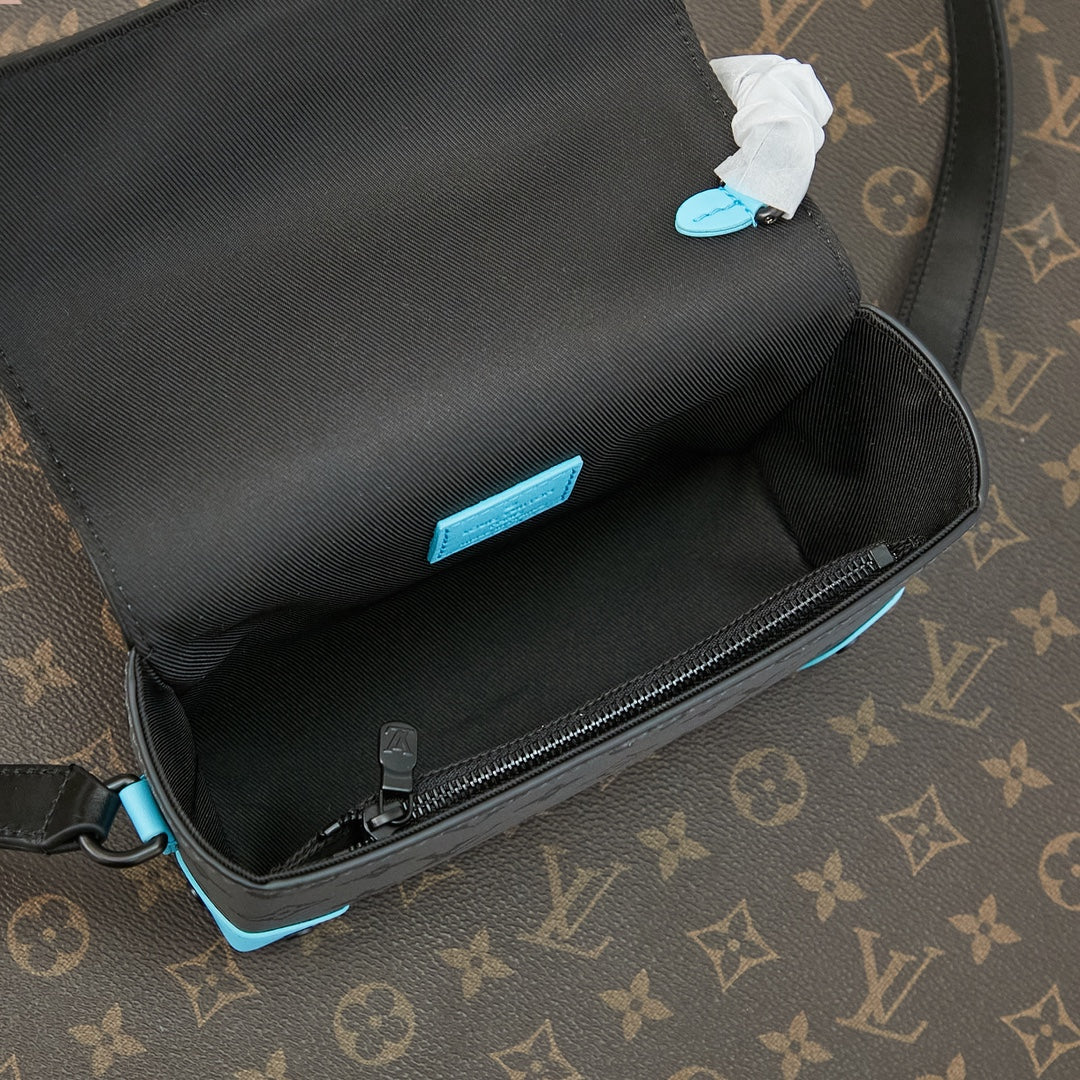 STEAMER 18 PO MONOGRAMME GUN METAL TOILE ECLIPSE MÉLANGE CUIR DE VEAU TURQUOISE