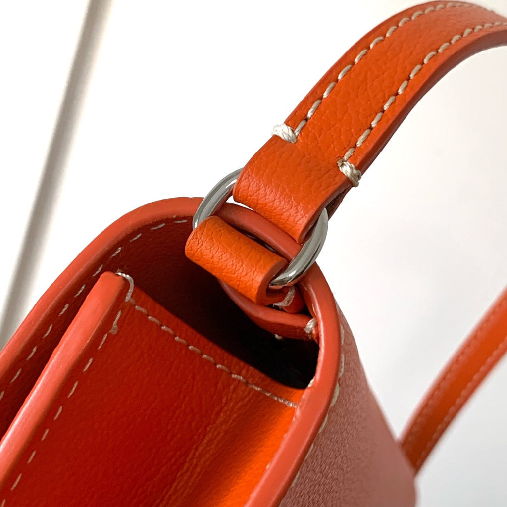 PORTEFEUILLE-POCHETTE CHYPRE 21 EN TOILE GOYARDINE ORANGE ET CUIR DE VEAU