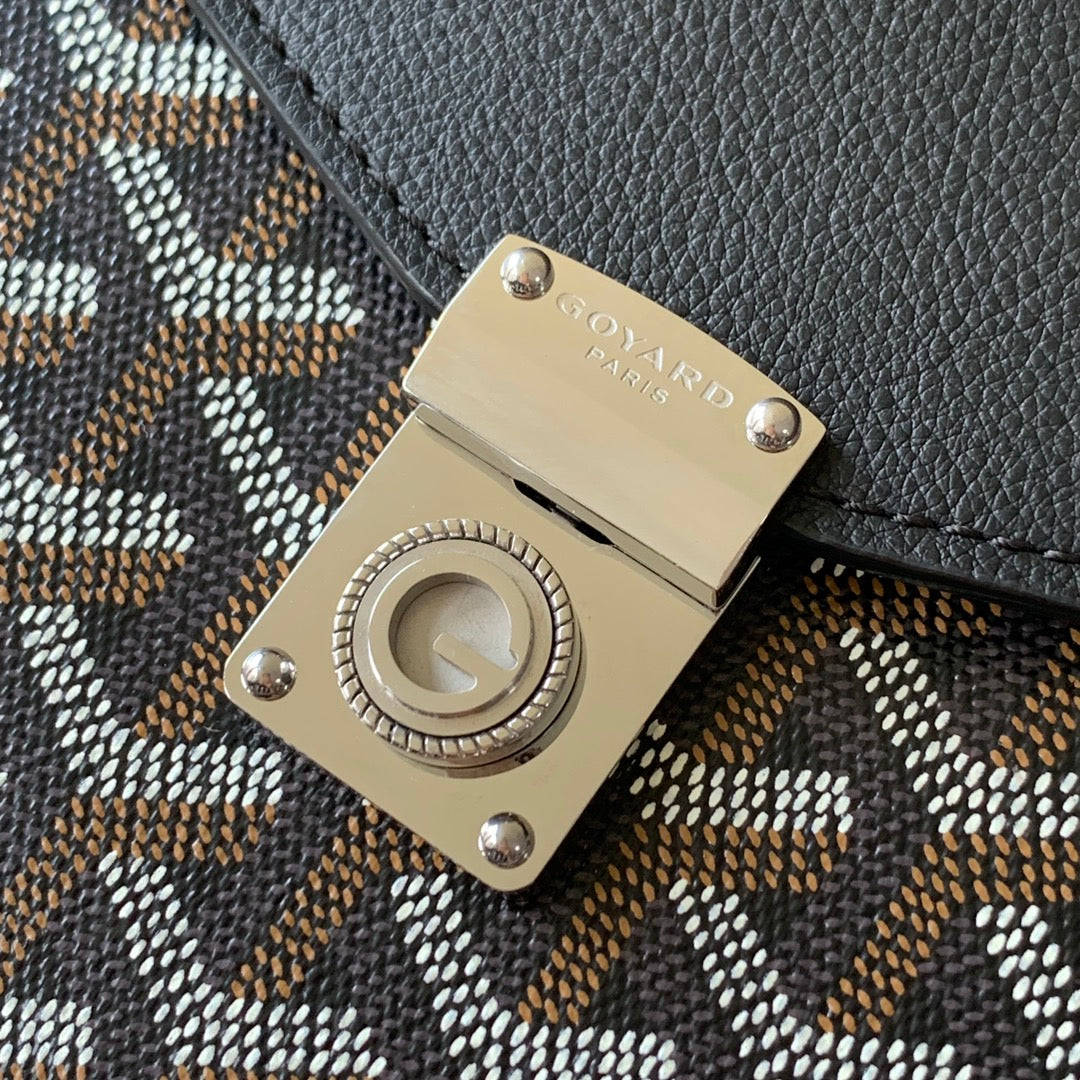 PORTEFEUILLE-POCHETTE CHYPRE 21 EN TOILE GOYARDINE NOIRE ET CUIR DE VEAU