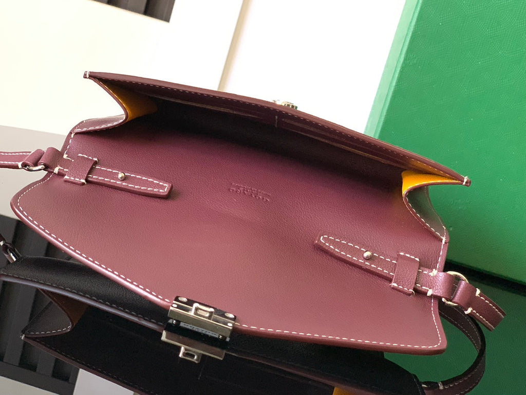 PORTEFEUILLE-POCHETTE CHYPRE 21 EN TOILE GOYARDINE ET CUIR DE VEAU ROUGE VIN