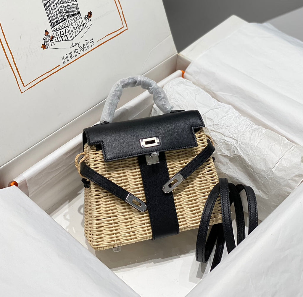 HM KELLY 22 PICNIC BAMBOU NOIR ET ROTIN